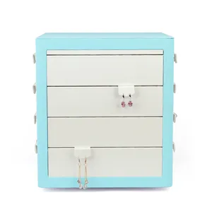 Base Cabinet Countertop Table White Velvet Large Pu Leather Set Retail Rotating Royal Blue tray Wood Jewelry Display Case