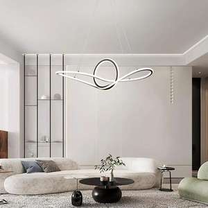 Lampe suspendue moderne de bureau 50W avec anneau lumineux irrégulier plafonnier LED contemporain - Product Image 4