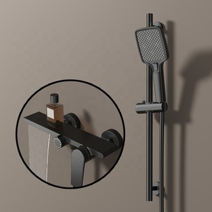 Robinet de baignoire et de <span class=keywords><strong>douche</strong></span> de luxe à 3 trous en laiton noir mat, mitigeur <span class=keywords><strong>eau</strong></span> chaude et froide avec cartouche céramique pour hôtels et usage domestique - Product Image 2