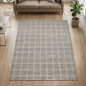 พรมขนสัตว์สีเทาธรรมชาติถักมือ Z&H Home ผลิตด้วยมือ ทอด้วยมือ ขนปุยปานกลาง ดีไซน์ทันสมัย เป็นมิตรกับสิ่งแวดล้อม เหมาะสำหรับบ้านและโรงแรม - Product Image 4