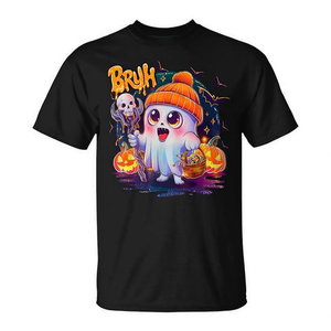 Camiseta de Halloween con diseño de fantasma para niños, unisex, de manga corta, cuello redondo, de algodón, para fiestas, con estampado digital - Product Image 2