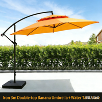 Parasol pliable en tissu Oxford imperméable à double toit en fer robuste de 3 m (pour les salons professionnels et les stations balnéaires, intérieur/extérieur)