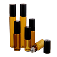 1ml 2ml 3ml 5ml 10ml MIni Huile essentielle de parfum en verre de couleur ambre Roll on Bottle with Steel Roller Ball