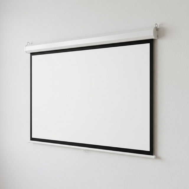 Manual Matte White Projection Screen Pull-Down 72" Ceiling Wall Mount Self Lock 4:3 Long Throw Indoor Office Home