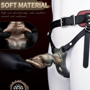 Open-end 6cm Dia Ejaculation Sleeves Fantasy Silicone Penis Extender with Three-Point Adjustable <b>Leather</b> <b>Harness</b> Girth Enhancer - Product Image 4