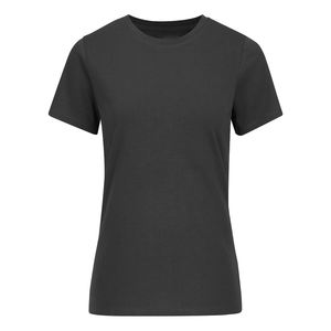 T-shirt à manches courtes col rond pour femme, style streetwear, respirant, écologique, en coton biologique gris, uni, en molleton - Product Image 1