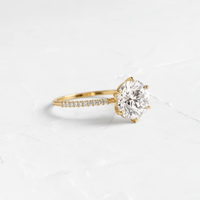 1CT Oval Dört Çatal Taşlı Pave Bantlı Tektaş Laboratuvar Üretimi Elmas Nişan Yüzüğü 14K/18K Som Altın IGI Sertifikalı CVD/HPHT Özel Yapım