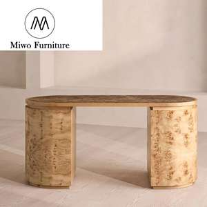 Meubles de luxe modernes pour bureaux à domicile Burl Wooden Boss Executive Computer Reception Study Writers With Drawers Marble Top - Product Image 6