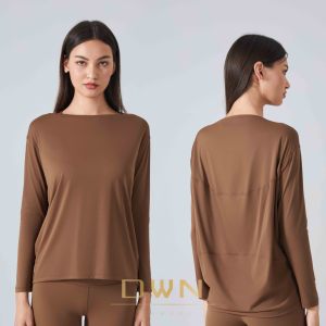 2024 nuevo casual suelto de secado rápido transpirable de doble cara cepillado súper suave mujeres fitness manga larga yoga camisetas top - Product Image 2