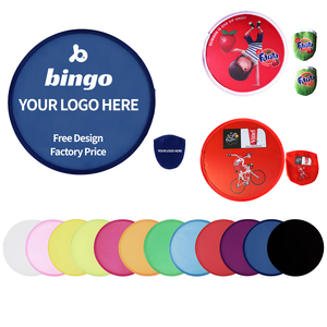 Disque volant personnalisé avec logo imprimé, ventilateur pliable rond en nylon avec pochette pour cadeau promotionnel - Product Image 1