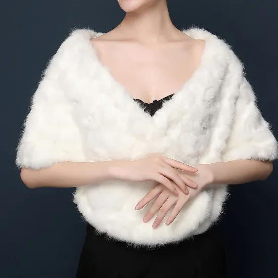 Jtfur De Mariée soirée robe manteau chaud châle cape étole wrap robes de mariée châle