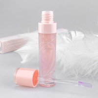 Gloss à lèvres liquide mat scintillant, tube transparent, design tourbillon, capuchon rose, huile à lèvres chatoyante 6,5 ml, format voyage, applicateur Doe Foot, personnalisable