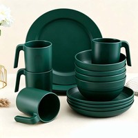Ensemble de vaisselle moderne réutilisable incassable, assiettes, bols, tasses, 16 pièces, ensemble de vaisselle en plastique PP coloré pour la cuisine, usage quotidien