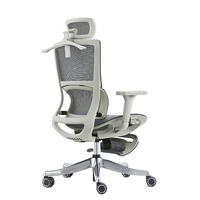 Réglage de la profondeur d'assise Accoudoir 3D meilleure chaise de bureau ergonomique en maille gris avec repose-pieds