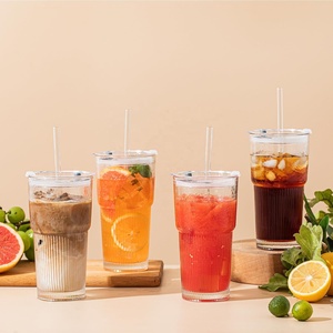 Vaso de Vidrio Reutilizable Ecológico de 20oz con Tapa y Pajita, Logotipo Personalizado, para Café Helado, Boba, Smoothie, Regalo de Moda para las Fiestas 2026 - Product Image 2
