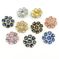 Bouton carré en métal plaqué personnalisé JINYU, lavable, avec strass, doré, fantaisie, à tige, pour vêtements, en alliage de zinc sans nickel