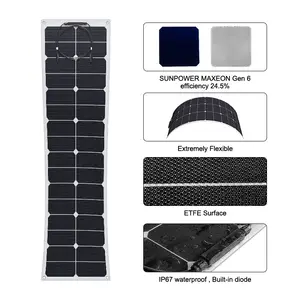 OEM custom long sunpower flexible 80W 105w 120w solar panel 12V solar module vehicles solar panel set for home