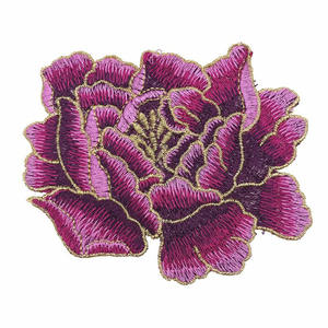 金属糸パッチ,中国工場卸売アップリケカスタムロゴ熱接着ファッション生地刺繍パッチ花 - Product Image 6