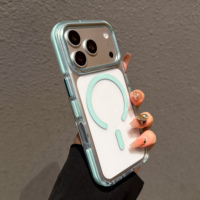 Casing TPU PC Transparan Anti Sidik Jari untuk iPhone 12 13 14 15 16 17 18P 18PM Tahan Banting Bingkai Rata Pelindung Lensa Terangkat