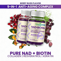 Gummies NAD+ Biotine Collagène Protéine Resvératrol Vitamine K2 D3 Zinc pour Peau Cheveux Ongles Antioxydant Énergie Marque Privée OEM HYT