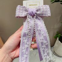 Pince à cheveux papillon double couche avec nœud en ruban et pompon, accessoire pour fille