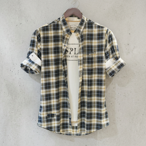 เสื้อเชิ้ตผู้ชายทรงเข้ารูป แขนยาว ลายสก็อต สไตล์สมาร์ทแคชชวล ตัดเย็บตามสั่ง ผ้าฝ้ายทอป๊อปลิน 100% ผ่านการซัก ผลิตในบังกลาเทศ - Product Image 3