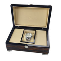 Caja de Reloj de Madera Personalizada de Fábrica con Acabado Brillante, Caja de Regalo Individual para Reloj con Grano de Madera Oscuro, Cierre Metálico, Venta al Por Mayor OEM