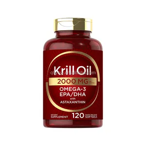 Óleo Krill Premium puro OEM, óleo Krill Antártico, softgels com Astaxantina, Omega-3 EPA DHA e suplementos dietéticos de fosfolípidos