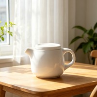 Théière en céramique blanche avec couvercle et poignée, écologique, logo personnalisé, pour la maison et la restauration, pot à café et à thé, vente en gros