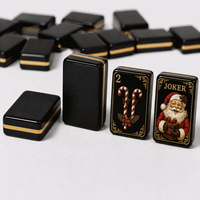 Mahjong noir sur le thème de Noël, qualité professionnelle de luxe, acrylique à trois couches, taille personnalisée, imperméable, portable, jeu de casino