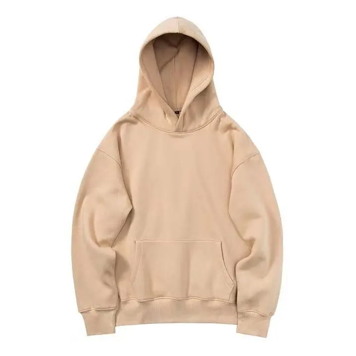 Bordir Appliques Trendy kebesaran Boxy hoodie berat Streetwear Pullover untuk pria warna Solid kustom pabrik Cina