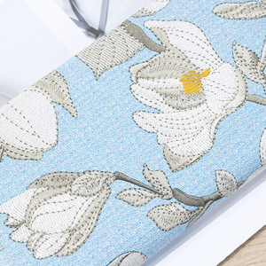 Women's Floral Embroidered Clutch Double Zipper Soft Coin <b>Purse</b> With Wrist Strap Blue Spring 2023 - Product Image 4