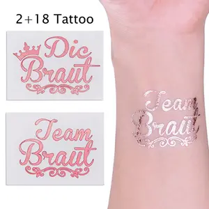 Benutzer definierte personal isierte Gold Tattoos rosa temporäre Tattoo Aufkleber für Erwachsene wasserdicht Großhandel