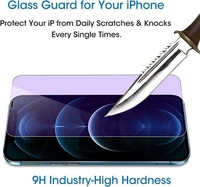Protection d'écran en verre trempé pour iPhone 12 13 14 15 16 Pro Max Plus, 9H 2.5D HD, clair, anti-lumière bleue, anti-rayures
