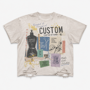 Camiseta Urbana Personalizada de Algodón Pesado de 300GSM con Lavado Desgastado, Estilo Oversize, Corte Recto y Gráfico de Pedrería para Hombre - Product Image 1
