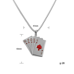 Collar con Colgante de Cartas de Póker de Acero Inoxidable, Diseño Royal Flush, Joyería de Moda para Hombre, Regalo 120159 - Product Image 5