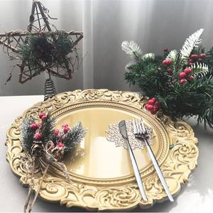 Bandeja Desechable de Plástico Estilo Europeo Golden Export, de Alta Gama, para Restaurante Occidental, Fiesta de Navidad, 13 Pulgadas - Product Image 2