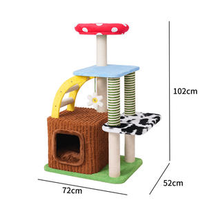 Chaflán de madera de Sisal corto, respetuoso con el medio ambiente, multifuncional, pequeño Marco de escalada, nido de gato que no cubre, estante integrado para gatos - Product Image 5