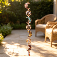 Attrape-soleil en gravier de cristal naturel, lampe lune en améthyste, décoration, pendentif carillon éolien fait main