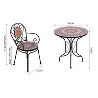 Ensemble de table ronde en mosaïque et 2 chaises de style bohème vintage en métal pour balcon, patio, jardin