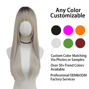 วิกผมตรงยาวสีบลอนด์ประกายดำ แบบปรับได้ ความหนาแน่น 150% พร้อมหน้าม้า ทนความร้อน ใช้ได้ทุกวัน ขายส่งจากโรงงาน - Product Image 4