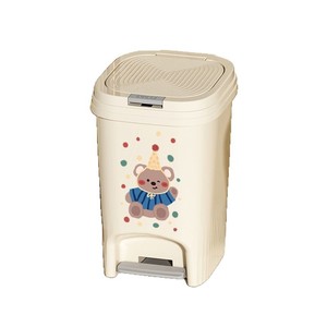 Foot Operated Trash Can With Lid Rectangular Printed Bear Design Bathroom Living Room Storage <b>Bin</b> <b>Large</b> Capacity Indoor Use - Product Image 5