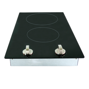 Table de <span class=keywords><strong>cuisson</strong></span> électrique halogène à double brûleur en acier inoxydable Verre vitro-céramique encastré Ménage RV Utilisation <span class=keywords><strong>Domino</strong></span> Knob Control Gas - Product Image 2