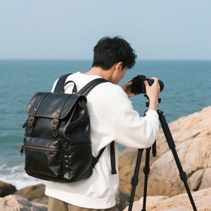 Nhà sản xuất tùy chỉnh cổ điển chính hãng Da DSLR SLR nhiếp ảnh kỹ thuật số máy ảnh Ba lô cho nam giới nhiếp ảnh gia du lịch đi bộ đường dài - Product Image 2