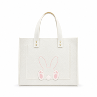 Sac fourre-tout personnalisé en feutre non tissé écologique avec lapin mignon, patch 3D, poignée en PU, sac cadeau réutilisable, logo couleur personnalisé, OEM