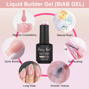 LaissNail เจลสร้างเล็บ 30 สี แบบขวด BIAI ปราศจากสาร HEMA เป็นวีแกน ปลอดสารพิษ เป็นมิตรต่อสิ่งแวดล้อม เจลเหลวสำหรับมืออาชีพและ DIY - Product Image 4