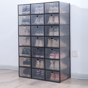 Enlarged transparent shoe box plastic sneaker display box flip drawer shoe storage box