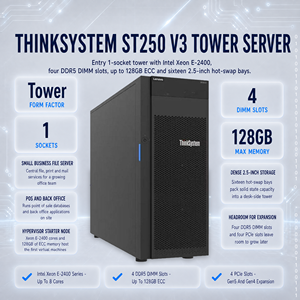 Servidor en Torre ST250 V3 ThinkSystem ST50 ST258 ST550 ST650 SMB ERP SAS VPN HDD Red en la Nube Memoria * ST250 V3 es un servidor individual - Product Image 1