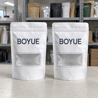 Sachet Doypack refermable personnalisé à faible MOQ, blanc mat, de qualité alimentaire, avec fenêtre transparente pour snacks, pochette verticale