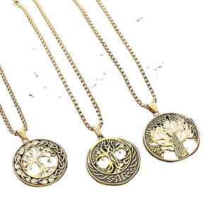 Pendentifs unisexes en acier inoxydable couleur argent/or, style vintage, arbre du monde nordique - Product Image 1